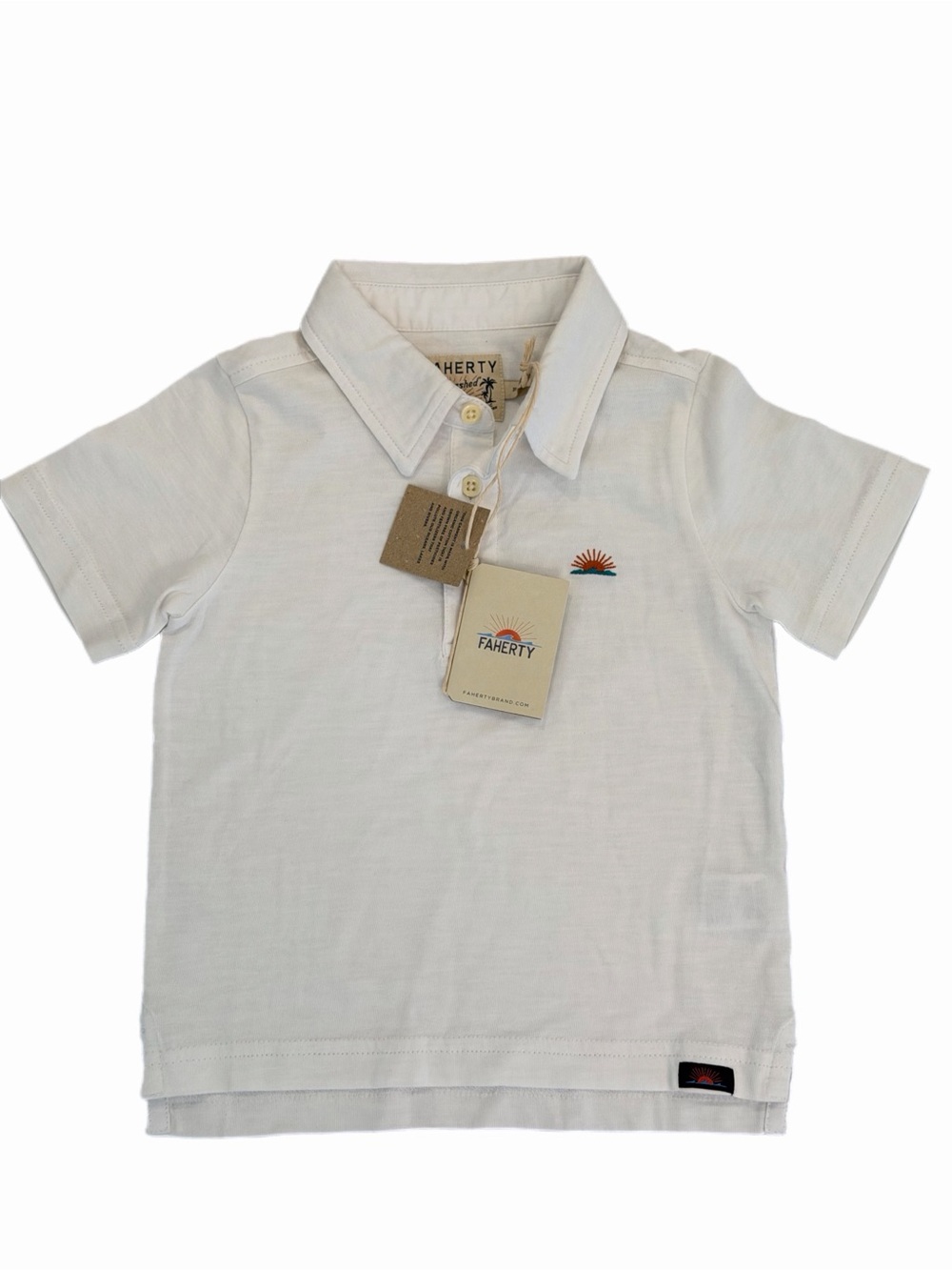 NWT Faherty Kids White Polo Shirt - Size 3T